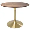 Kare Design Table à manger 4 personnes ronde noyer et dorée D90