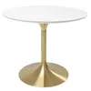 KARE Table à manger 6 personnes ronde blanche et dorée D120