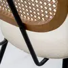 Kare Design Chaise en polyester crème, rotin et acier noir