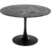 Table Veneto noire 110cm - Kare Design - Tulipe en acier - Plateau en marbre minéral