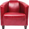 Kare Design Fauteuil en cuir rouge et hévéa massif