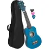 Cascha Hh 3962 Ukulélé Soprano Bleu Avec Housse Et Médiators