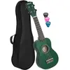 Cascha Hh 3963 Ukulélé Soprano Vert Avec Housse Et Médiators