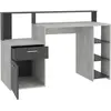 FMD Bureau avec réhausse et rangements BOLTON - Mélamine gris béton/antracite - L138,5 x H91,6 x P53,5 cm