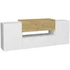 444216 FMD Meuble TV-Hi-Fi 182x33x70,2 cm Blanc et chêne artisanal