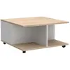 FMD Calicosy - Table Basse sur Roulettes 2 Tiroirs 2 Niches L70 cm - Twin