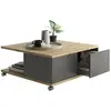 FMD Table basse mobile 70x70x35,5 cm Béton et blanc brillant