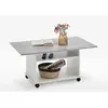 FMD Table basse avec roulettes Gris béton et blanc