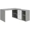 FMD Bureau d'angle réversible 135,7x135,7x74,2 cm gris béton et blanc