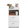 FMD furniture Maisonetstyles Table D'appoint 2 Tiroirs 35x40x61,5 Cm Décor Blanc