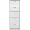 FMD Möbel Calicosy - Meuble à chaussures 5 abattants Step - L58,5 x H168,5 cm - Blanc TU