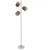 Näve Lampadaire Maron, à trois lampes, tissu, brun/doré