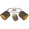 Näve Plafonnier rond Maron à 3 lampes tissu, brun/doré