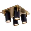 Näve Spot pour plafond Frida à 4 lampes, laiton/noir