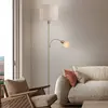 Näve Lampadaire Filomena, beige/laiton, textile, bras de lecture, E27,...