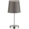 Wofi - Lampe de table, lampe de salon, lampe de chevet, lampe de lecture, lampe de table, gris, textile, métal nickel mat, 1x E14, DxH 14x32 cm