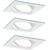 Paulmann Spots x3 carrés LED encastrables et orientables NOVA en métal blanc