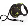 Flexi M - Laisse rétractable 5 m, Noir/Vert, pour chiens jusqu'à 25 kg