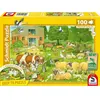 Schmidt Puzzle 100 pièces : Familles d’animaux à la ferme