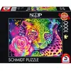 Spielwaren Puzzle 1000 pièces : Léopard arc-en-ciel fluo