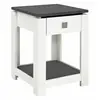 3S. x Home Table d'appoint blanc décor granit 1 tiroir