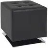 HAKU ENJOY YOUR HOME APPRECIEZ VOTRE INTERIEUR Tabouret - Pouf carré - Noir et chromé - Tissu synthétique aspect cuir et métal