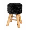 HAKU ENJOY YOUR HOME APPRECIEZ VOTRE INTERIEUR Tabouret avec pieds en bois massif  30 x 30 x 45 cm  noir  fur-look
