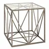 3S. x Home Table d'appoint carré en Verre trempé et en Métal Bronze