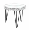 HAKU Möbel Table Basse Noir, Blanc, métal, Miroir - Dim.: H 46 cm x Ø 65 cm, Style: Art Deco