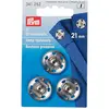 Prym Lot de 3 boutons pression à coudre en laiton, noir, 21 mm, argenté