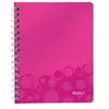 Leitz wow cahier 160 pages à spirale quadrillé 5x5 (petits carreaux) a5 (17x22 cm) rose métallisé 46410023