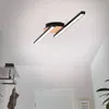 Briloner Plafonnier LED Go 2 lampes noir/décor linéaire