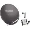 Kit Parabole SAT 80 cm + LNB quattro + commutateur 5/8 Schwaiger - Gris