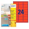 Avery Etiquettes enlevables jet d'encre et laser 63,5 x 33,9 mm couleur rouge - Boîte de 480