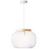 Suspension Giada, E27, diam. 39 cm, metal blanc et bois - Brilliant