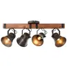 Brilliant Spot pour plafond Decca, longueur 78 cm, noir/bois, 4 lampes