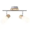 Brilliant Plafonnier barre à 2 lumières Babsan E14 40W bois clair et blanc