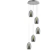 Suspension 5 lampes led Brilliant Metropolis Chrome Métal - Verre G60773/93