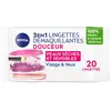 NIVEA Lingettes démaquillantes douceur -  Peaux sèches - 20 unités