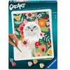 Ravensburger Peinture au Numéro - CréArt - Chat blanc et fleurs