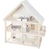 ROBA Maison de Poupée à 3 Étages en Bois Naturel + 16 Pièces de Mobili...