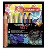 Pack de 6 crayons multi-talents Stabilo Woody 3 en 1 Arty