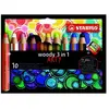 STABILO Crayon multi-talents woody 3en1, étui de 10 ARTY ()