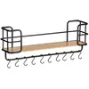 Wenko Etagère Murale Loft Avec Tablette Et 10 Crochets - En Métal Et Bambou