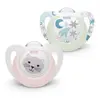 Nuk Sucette Starlight Silicone +0m Chat Rose Étoiles Lot de 2