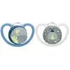 Nuk Space Night Sucette Physiologique Bleu Gris +0m Lot de 2