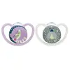 Nuk Space Night Sucette Physiologique Violette Gris +0m Lot de 2