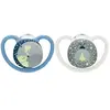 Nuk Space Night Sucette Physiologique +6m Bleu Vert Lot de 2