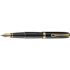 DIPLOMAT - Stylo Plume Acier Excellence A2 - Noir Laqué Doré - Taille Medium - Résistant & Classe - Allure Moderne - Savoir Faire Traditionnel - Garantie 5 Ans - D40203025