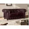 Linéa Sofa Canapé fixe chesterfield 2 places BRENTON en cuir de buffle - Marron